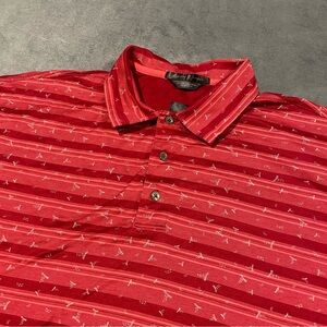 Tiger Woods Nike Shirt Mens XL Red Polo Striped Geometric Golf
